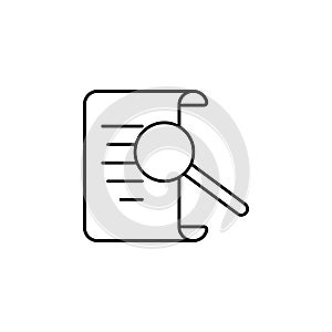 code checking, find code icon. Simple outline vector of Web Design Development  set icons for UI and UX, website or mobile