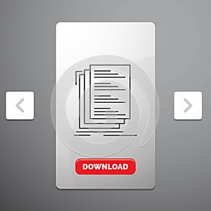 Code, coding, compile, files, list Line Icon in Carousal Pagination Slider Design & Red Download Button