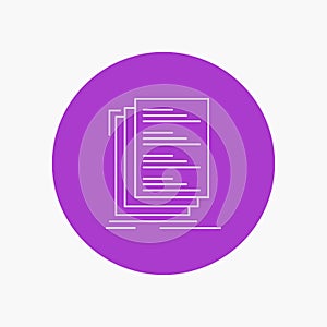 Code, coding, compile, files, list White Line Icon in Circle background. vector icon illustration