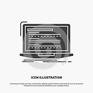 Code, coding, computer, monoblock, laptop Icon. glyph vector gray symbol for UI and UX, website or mobile application