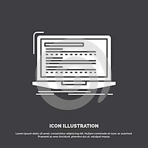 Code, coding, computer, monoblock, laptop Icon. glyph vector symbol for UI and UX, website or mobile application