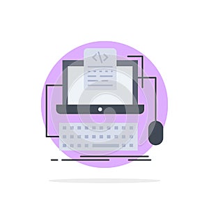 Code, coding, computer, monoblock, screen Flat Color Icon Vector