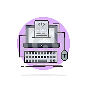 Code, coding, computer, monoblock, screen Flat Color Icon Vector