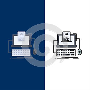 Code, coding, computer, monoblock, screen Flat Color Icon Vector