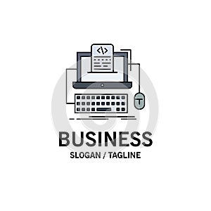 Code, coding, computer, monoblock, screen Flat Color Icon Vector