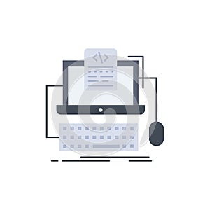 Code, coding, computer, monoblock, screen Flat Color Icon Vector