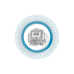Code, coding, computer, monoblock, screen Line Icon. Vector isolated illustration