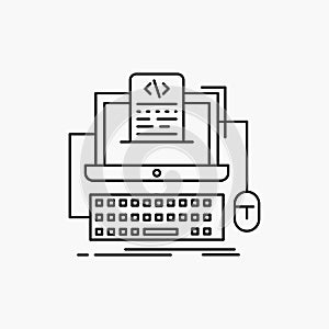Code, coding, computer, monoblock, screen Line Icon. Vector isolated illustration