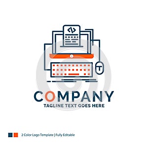Code, coding, computer, monoblock, screen Logo Design. Blue and