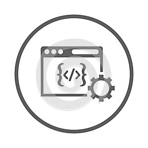 Code, coding, development icon. Gray vector graphics