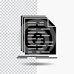 Code, coding, doc, programming, script Glyph Icon on Transparent Background. Black Icon