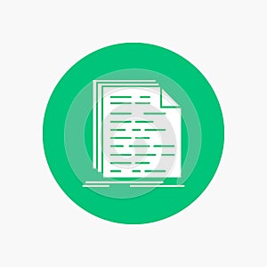 Code, coding, doc, programming, script White Glyph Icon in Circle. Vector Button illustration