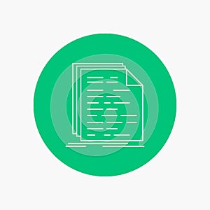 Code, coding, doc, programming, script White Line Icon in Circle background. vector icon illustration