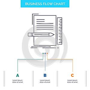 Code, coding, file, programming, script Business Flow Chart Design with 3 Steps. Line Icon For Presentation Background Template