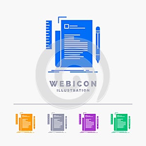 Code, coding, file, programming, script 5 Color Glyph Web Icon Template isolated on white. Vector illustration