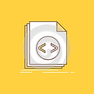 Code, coding, file, programming, script Flat Line Filled Icon. Beautiful Logo button over yellow background for UI and UX, website