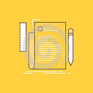 Code, coding, file, programming, script Flat Line Filled Icon. Beautiful Logo button over yellow background for UI and UX, website