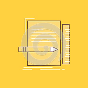 Code, coding, file, programming, script Flat Line Filled Icon. Beautiful Logo button over yellow background for UI and UX, website