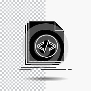 Code, coding, file, programming, script Glyph Icon on Transparent Background. Black Icon