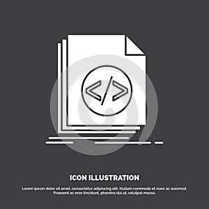 Code, coding, file, programming, script Icon. glyph vector symbol for UI and UX, website or mobile application