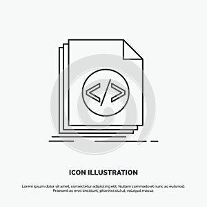 Code, coding, file, programming, script Icon. Line vector gray symbol for UI and UX, website or mobile application