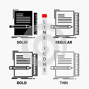 Code, coding, file, programming, script Icon in Thin, Regular, Bold Line and Glyph Style. Vector illustration