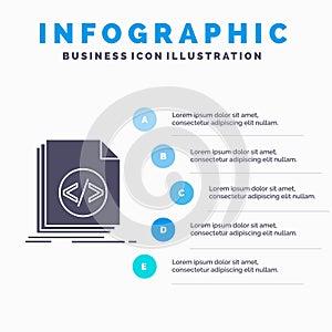 Code, coding, file, programming, script Infographics Template for Website and Presentation. GLyph Gray icon with Blue infographic