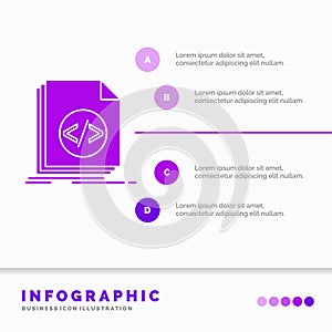 Code, coding, file, programming, script Infographics Template for Website and Presentation. GLyph Purple icon infographic style
