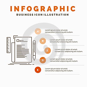 Code, coding, file, programming, script Infographics Template for Website and Presentation. Line Gray icon with Orange infographic