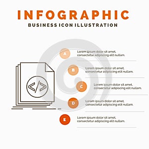 Code, coding, file, programming, script Infographics Template for Website and Presentation. Line Gray icon with Orange infographic