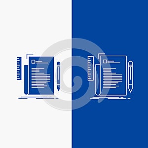Code, coding, file, programming, script Line and Glyph web Button in Blue color Vertical Banner for UI and UX, website or mobile