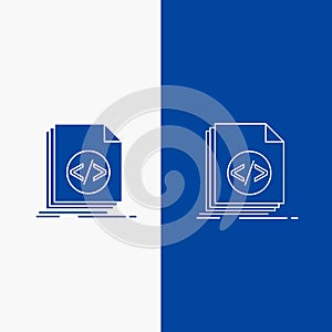 Code, coding, file, programming, script Line and Glyph web Button in Blue color Vertical Banner for UI and UX, website or mobile