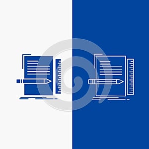 Code, coding, file, programming, script Line and Glyph web Button in Blue color Vertical Banner for UI and UX, website or mobile