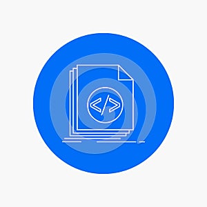 Code, coding, file, programming, script White Line Icon in Circle background. vector icon illustration