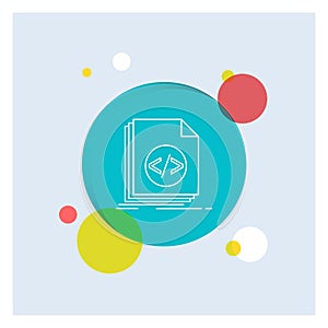 Code, coding, file, programming, script White Line Icon colorful Circle Background