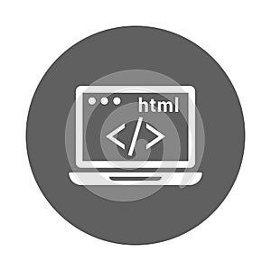 Code, coding, html icon. Gray vector graphics