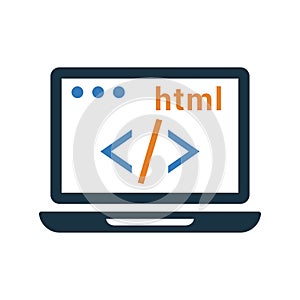 Code, coding, html icon. Simple editable vector graphics