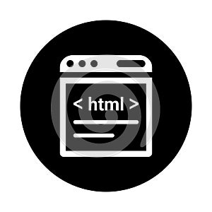 Code, coding, html icon. Black vector graphics