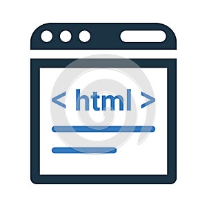 Code, coding, html icon. Simple editable vector illustration