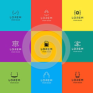 code coding logo design set vector collection