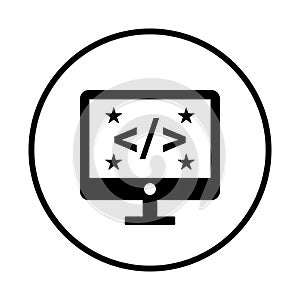 Code, coding, programming icon. Black vector graphics