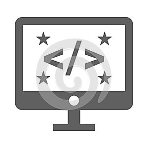 Code, coding, programming icon. Gray vector graphics