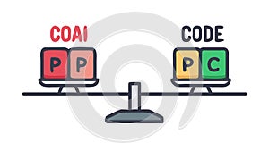 Code Comparison Scale Vector Icon for Software Development, vector design Generative AI