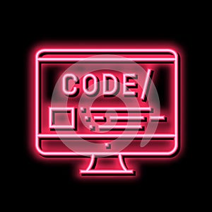 code on computer screen neon glow icon illustration