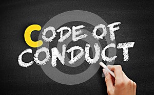 Code Of Conduct text on blackboard