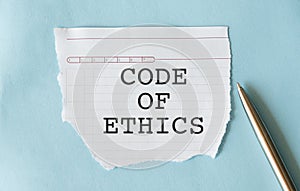 Code of Conduct Text written on of page. Motivation concept image