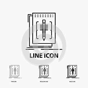 Code, edit, editor, language, program Icon in Thin, Regular and Bold Line Style. Vector illustration
