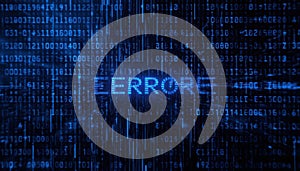 Code Error Sapphire Blue Glitch Abstract, Corrupted Data Stream, Digital Distortion, Malfunctioning Technology Concept