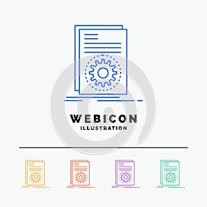 Code, executable, file, running, script 5 Color Line Web Icon Template isolated on white. Vector illustration