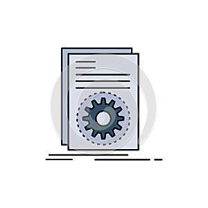 Code, executable, file, running, script Flat Color Icon Vector